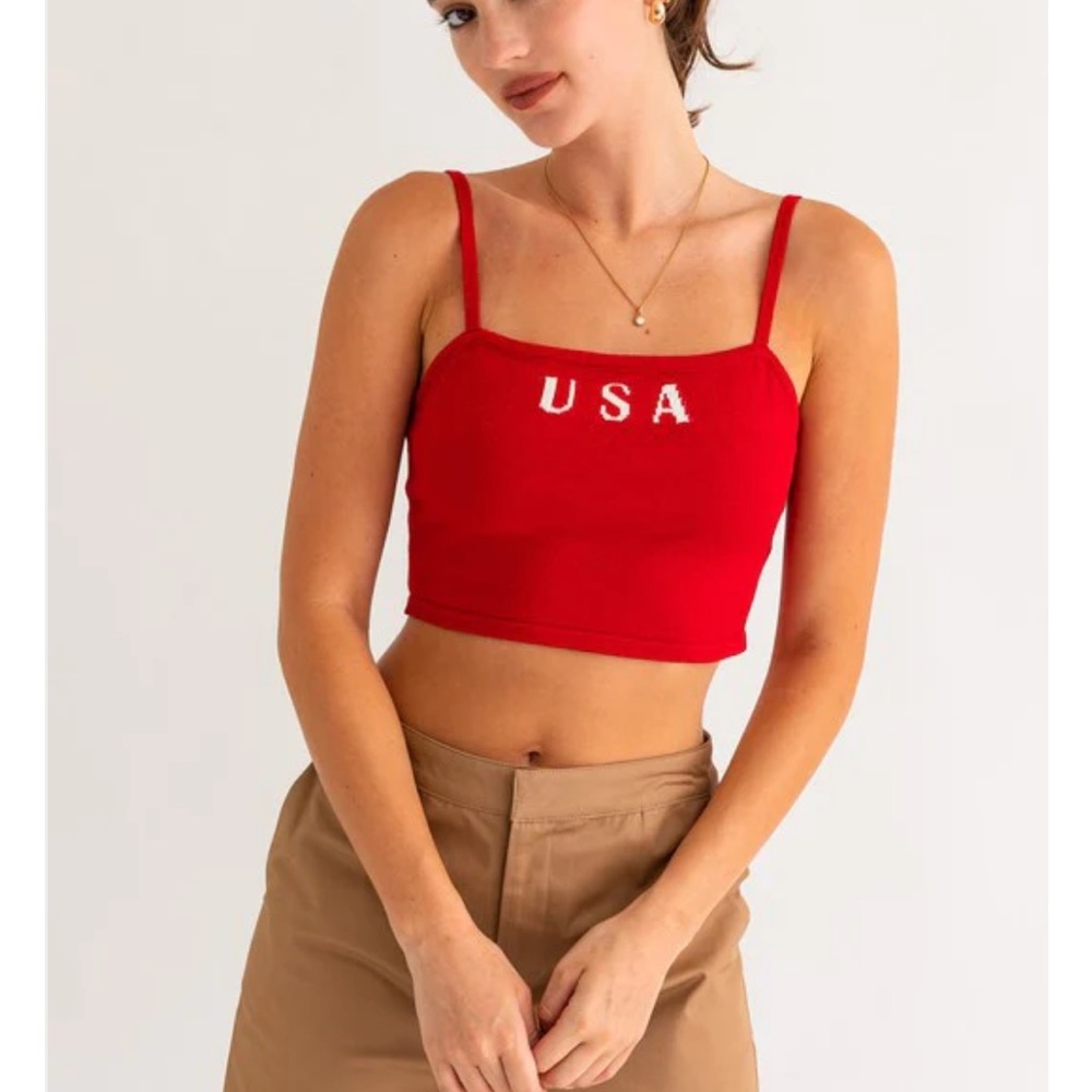 Americana USA Knit Tank Top - Red